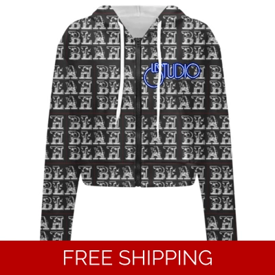 Custom Ladies Long Sleeve Cropped Hoodie Blah Blah Blah 1